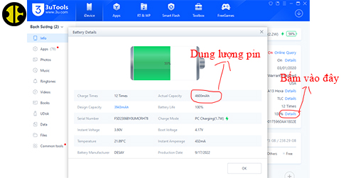 Dung lượng pin trong máy các bạn hiện tại
