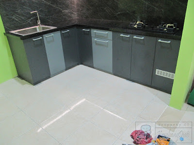 Kitchen Set Bentuk L  Dengan Penghisap Asap dan Meja Granit Asli + Furniture Semarang