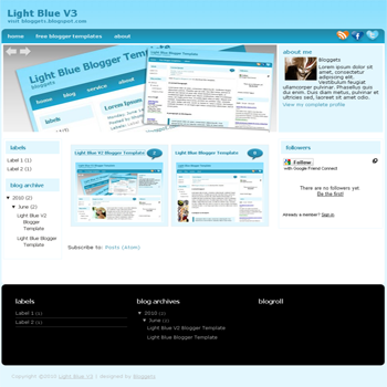 free blogger template with image slideshow Light Blue V3 for blogspot template