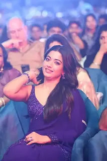 Rashmika Mandanna Stuns in Blue Saree at Pushpa 2 Event