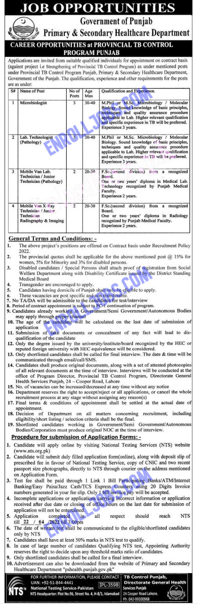 Primary & Secondary Healthcare Department Jobs 2022 | Enroll Jobs Health Department 2022
