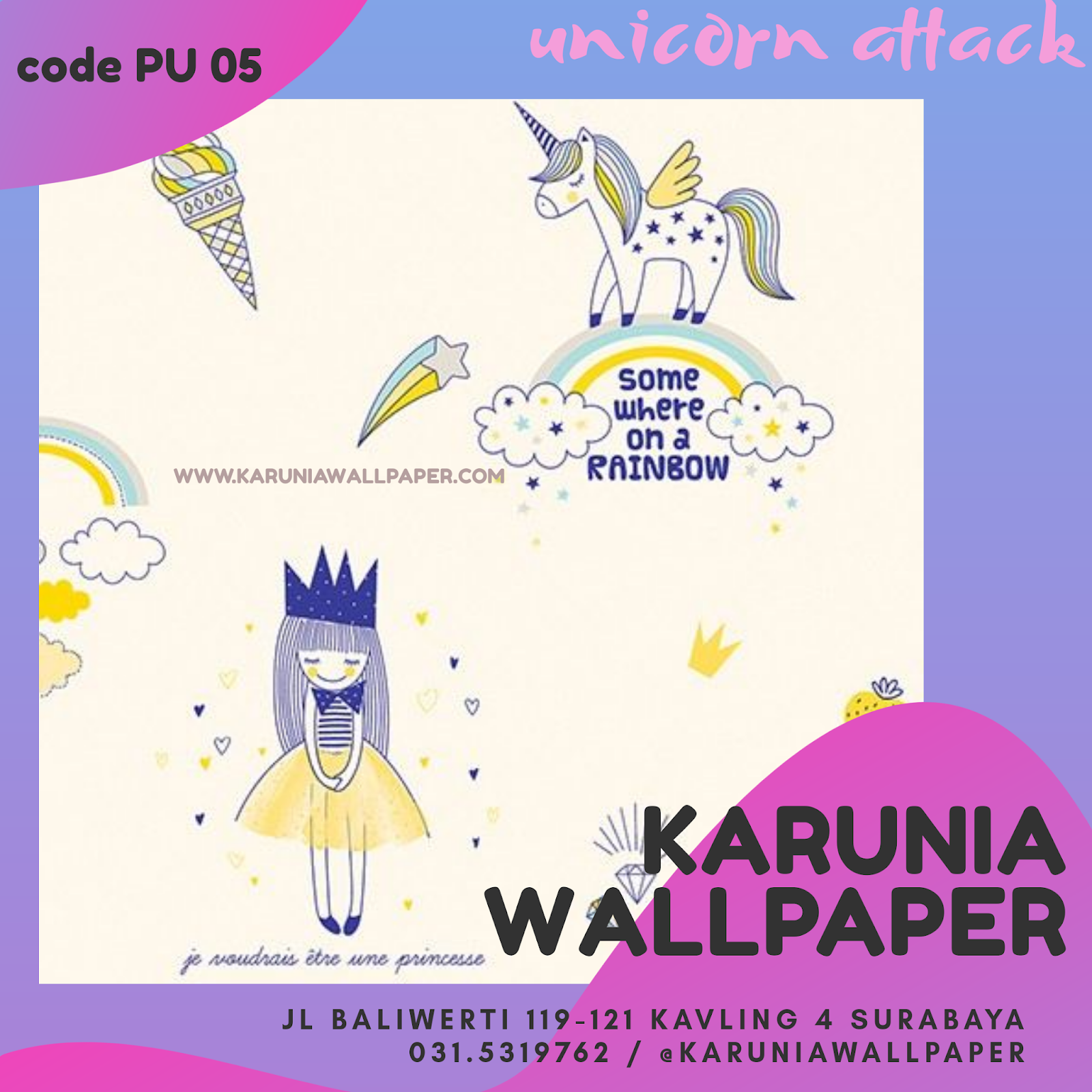 jual wallpaper kamar anak unicorn