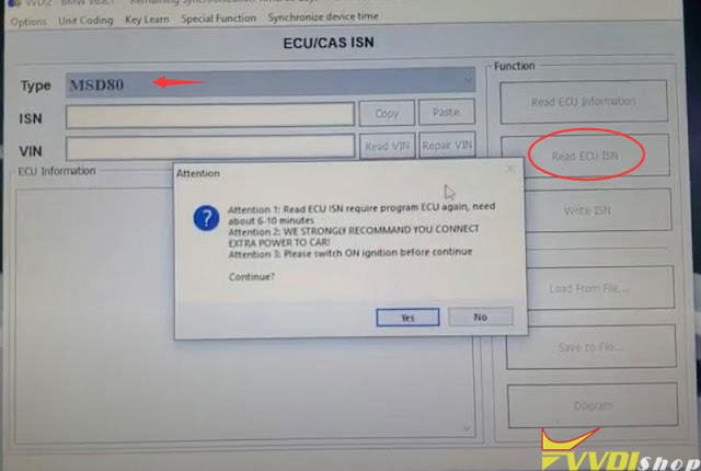 Xhorse VVDI2 Read BMW MSD80 ISN 6