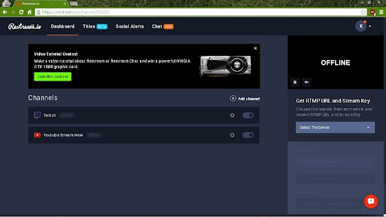 Restream.io Dashboard