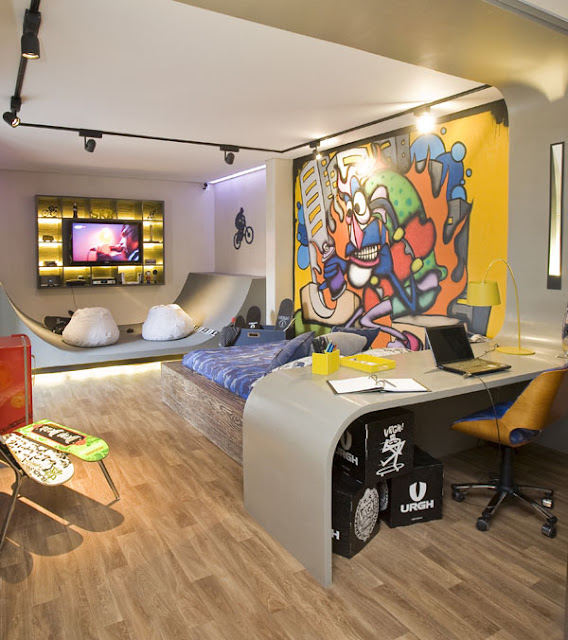 DORMITORIO SKATEBOARDING PARA JOVENCITOS AMANTES DEL SKATE Y EL GRAFFITI