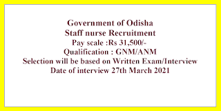 Staff nurse Recruitment - Government of Odisha