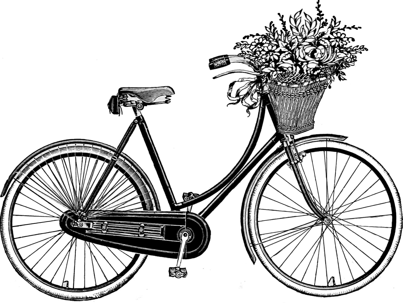 Bicycle With Basket Silhouette