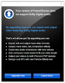 Your version of PowerDirector does not support Dolby Digital audio