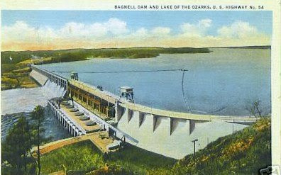 Vintage Linen Postcard of Bagnell Dam, circa 1936