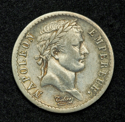 French silver coins of Napoleon Bonaparte Franc coin