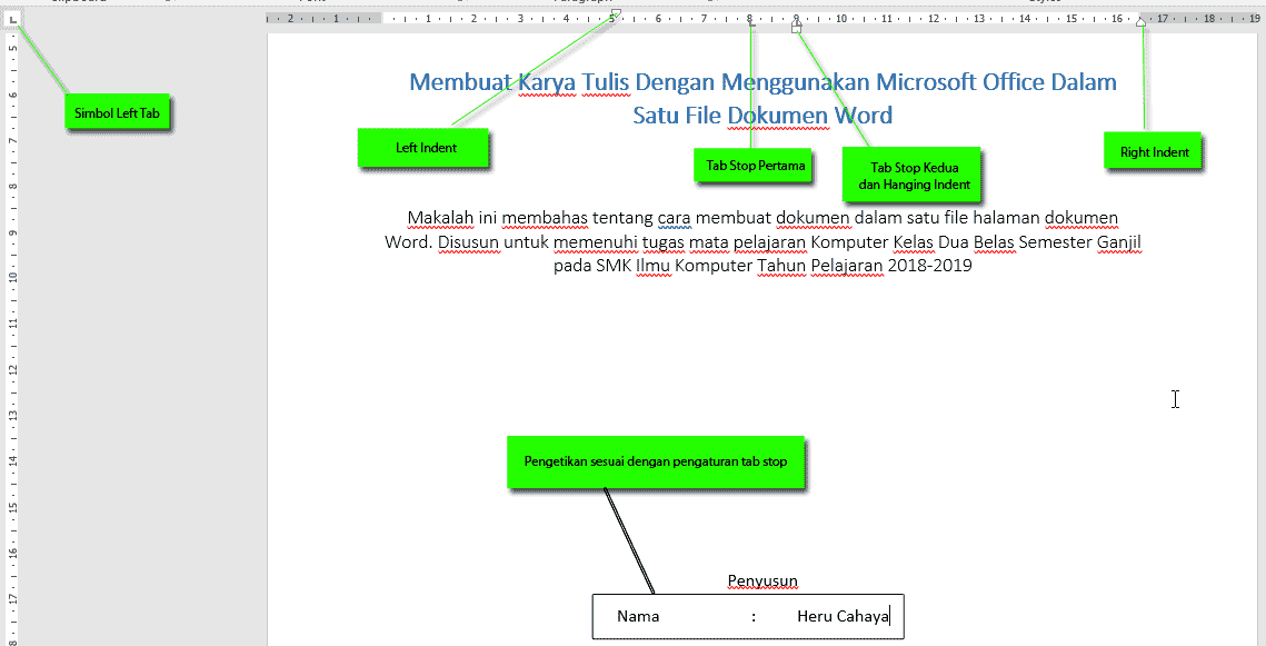 cover dengan pengaturan tab stop