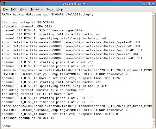 Taking Online Backups using RMAN