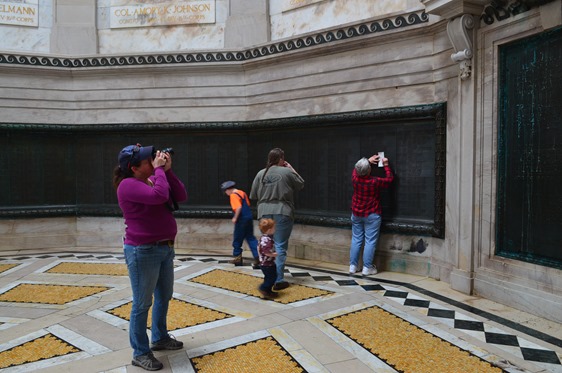 names on the wall at the Illinois State Memorial at Vicksburg