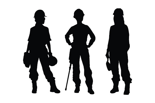 Girl construction worker silhouette set free download