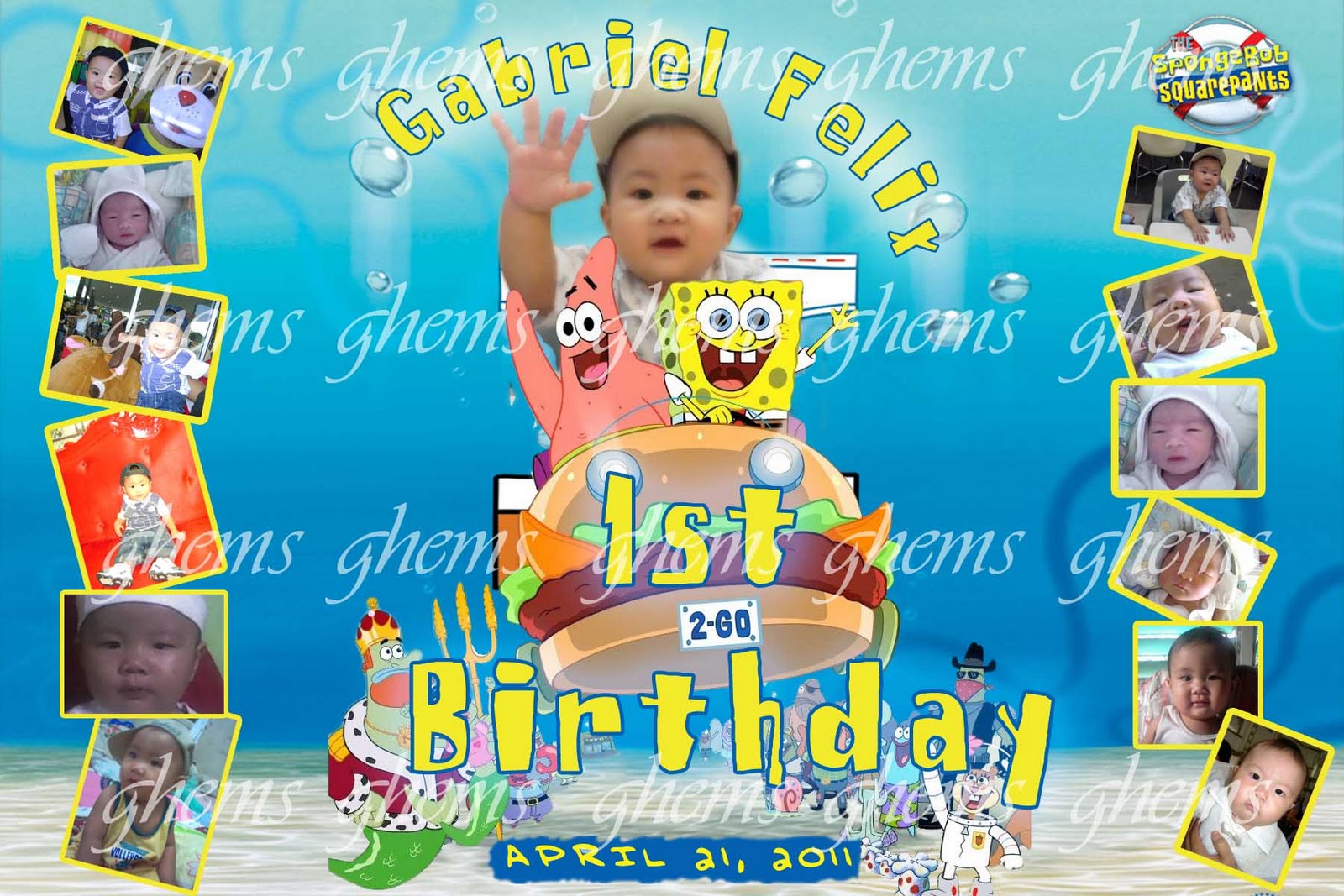 Spongebob 1st Birthday Tarpaulin Ghems Partyneeds Catering Services