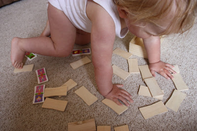 My Princess Holly playing with the Ben & Holly Wooden Sparkly Domino Set