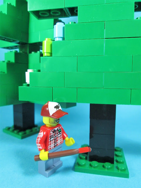 MOC LEGO Árvores de Natal e o lenhador