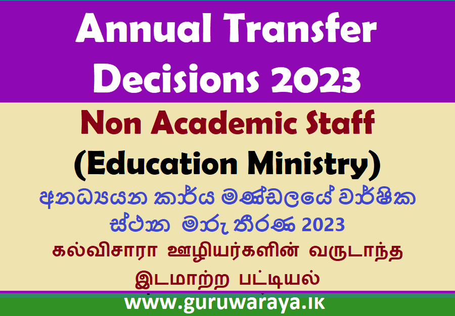 Annual Transfer Decisions 2023 Non Academic Staff