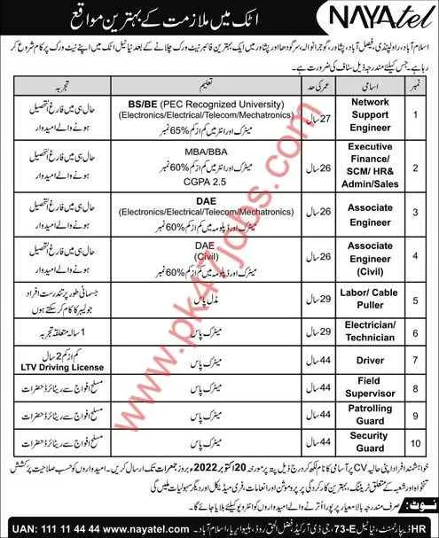 Nayatel Attock Jobs 2022 - Government Jobs 2022