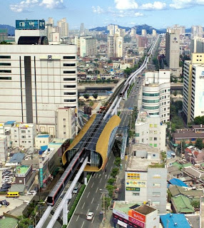 Vista aérea de la línea 3 del metro de Daegu