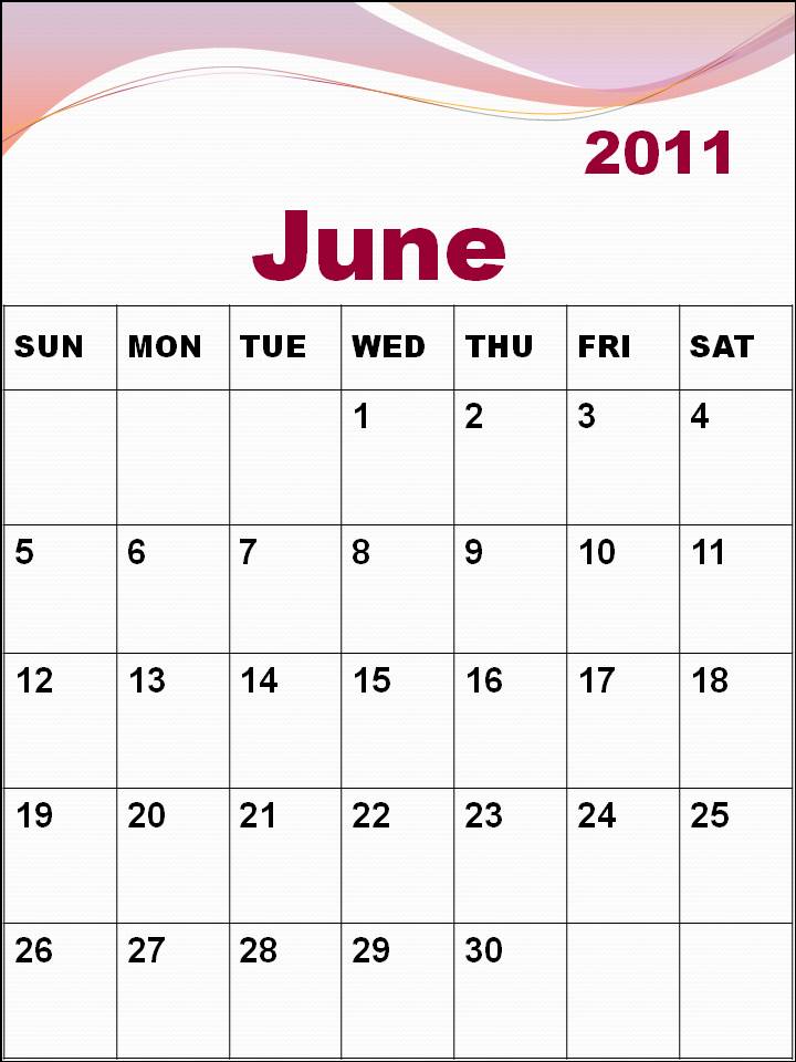 june 2011 calendar blank. Blank Calendar 2011 June