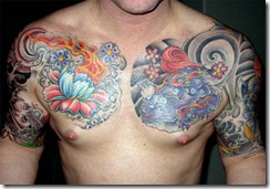 foo-dog-peony-chest-tattoos