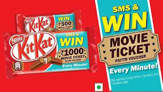 KitKat Break With Free Paytm Movie Ticket Voucher - Win Rs.1000/- Every Minute #MyMovieBreak