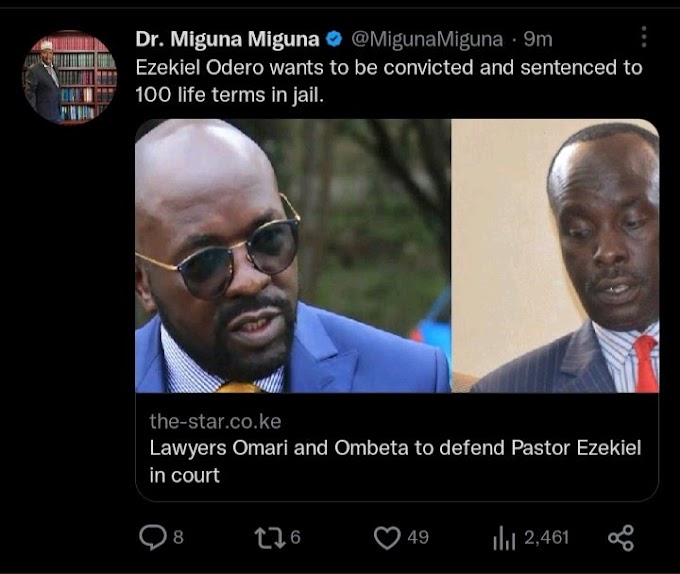 If these two lawyers represent you in court (Danstan omari and Ombeta) then your case is bad as hell ,Lawyer miguna adds ,Ezekiel wants to be jailed for 100 years when he decided to be defended by The duo .