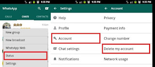 delete account whatsapp