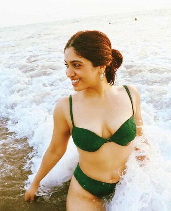 Bhumi Pednekar green bikini hot bollywood actress