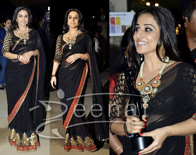 Vidya Balan In Black Saree blouse Vidya Balan wrapped up in very impressive 
