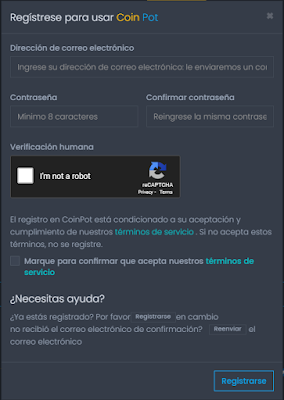 como registrarte en coinpot