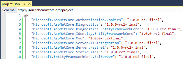 Referencias a paquetes Nuget en project.json utilizando los nuevos namespaces