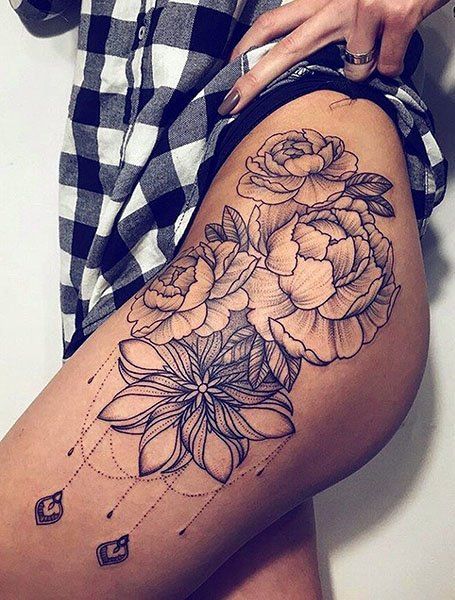 Awesome-Thigh-roses-Tattoo