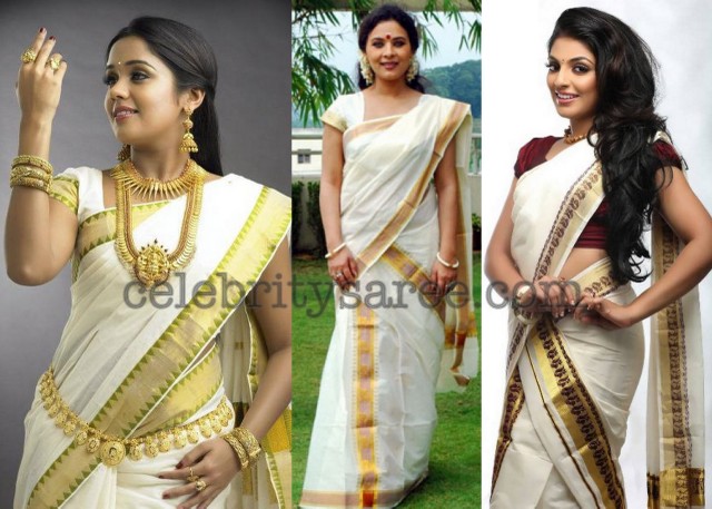 White Kerala Traditional Sarees