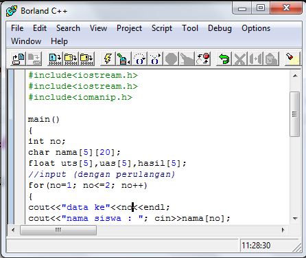 Latihan Kombinasi Array Structure di Borland c++