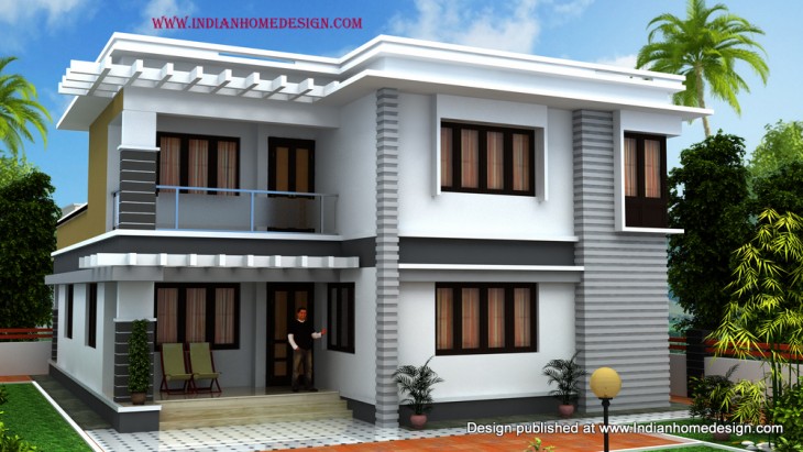 South Indian  Home  3D  exterior Design  by Shiaz
