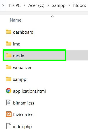 copying MODX installer inside xampp htdocs folder