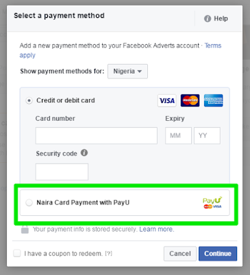 pay for facebook ad in nigeria with payu payment method