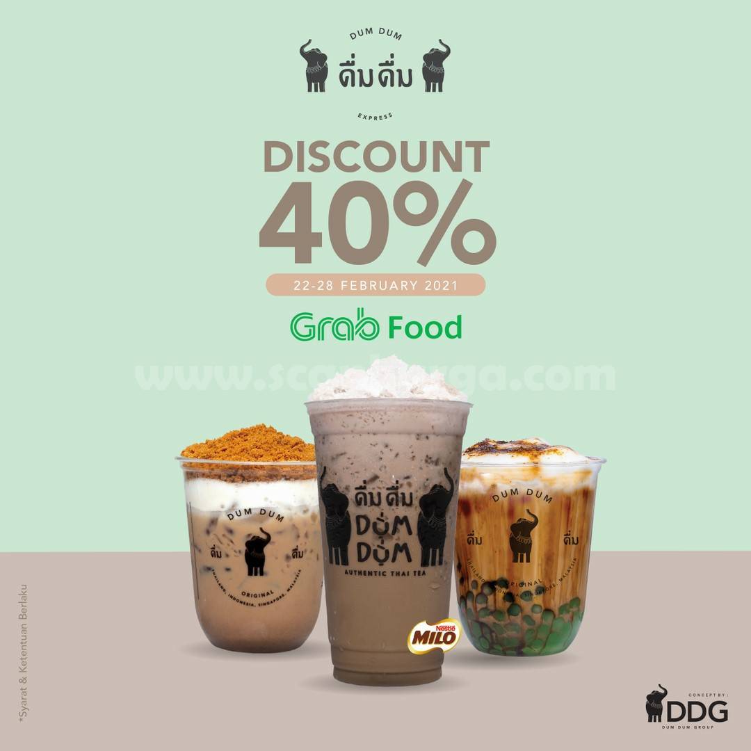 Dum Dum Thai Drinks Promo GRABFOOD! Special Diskon 40%