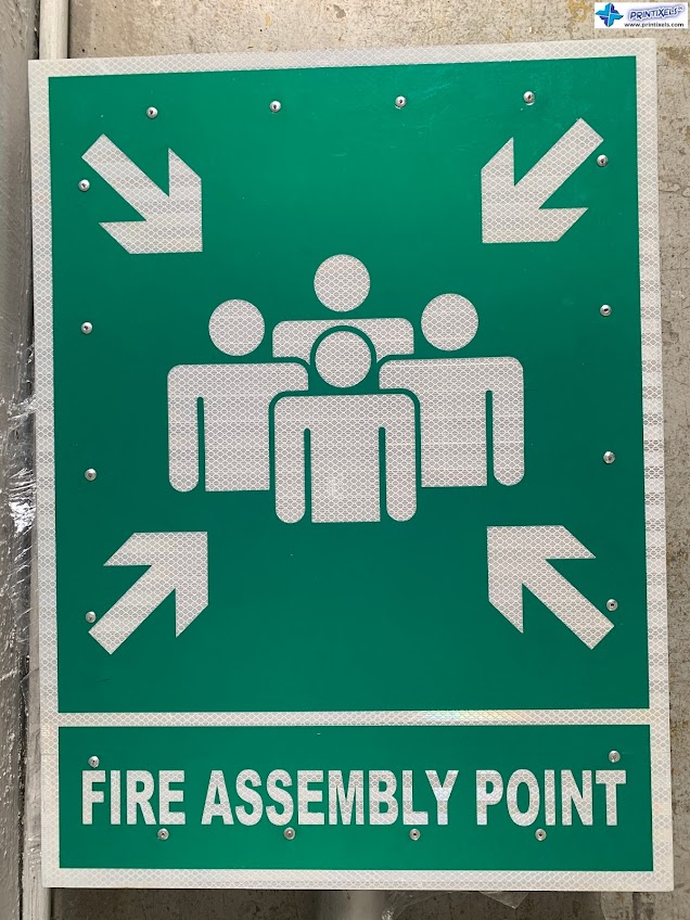 High Intensity Prismatic Reflective Fire Assembly Point Signage