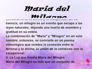 ▷ Significado del nombre Maria del Milagro