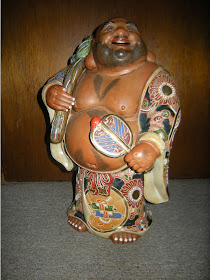 Large Japanese Porcelain Kutani Moriage Hotei Statue 九谷布袋