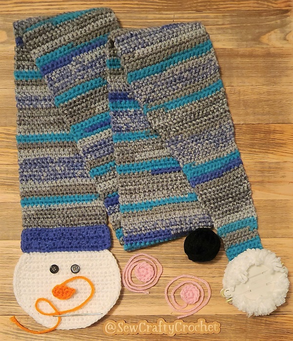 Long Tail Snowman Scarf - Sew Crafty Crochet