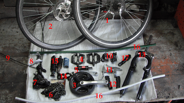 Recumbent frameset and parts required to build a bike