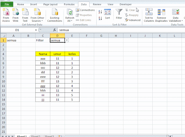 table data VB excel tutorial