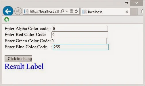 How to change text color from ARGB value in ASP.NET