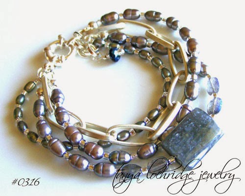  Tanya Lochridge Jewelry Labradorite & Freshwater Pearl Link Bracelet