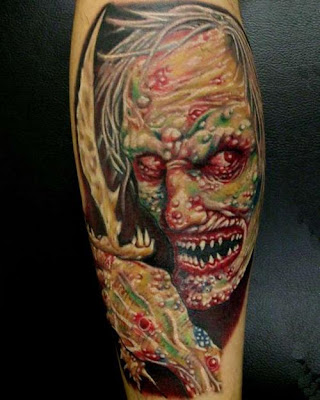 Gruesome Zombie Tattoo Seen On lolpicturegallery.blogspot.com