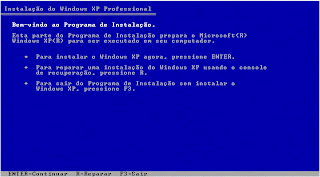 Instalação do console de recuperação do Windows XP